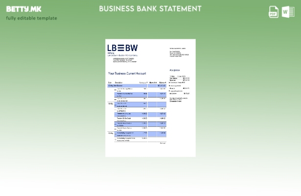 модерен стил Landesbank Baden Württemberg извод на сметка на претпријатието Word
